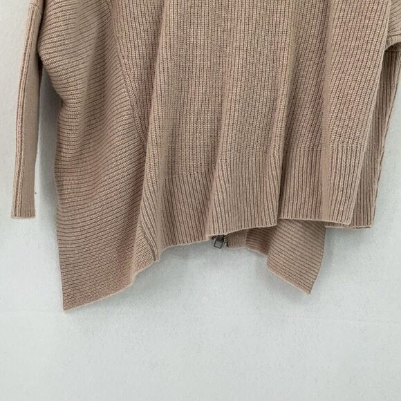 AllSaints Beige V-Neck Wool Alpaca Asymmetrical Zip Knit Sweater Jumper Size Sma - Picture 8 of 12